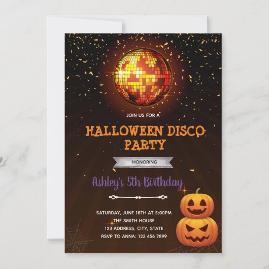 Halloween disco-uitnodiging bedankkaart (Voorkant)