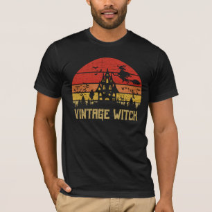 Halloween Distress Vintage Witch Retro Sunset T-shirt
