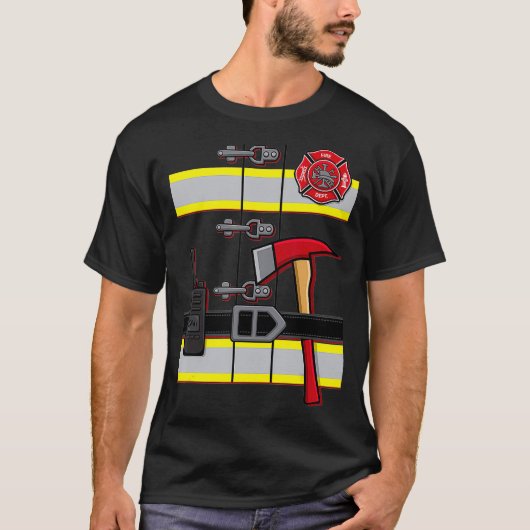 Halloween DIY Firefighter Uniform Costume T-shirt (Voorkant)