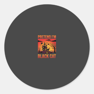 Halloween Doe alsof ik Zwarte Kat ben Spokenhuis G Ronde Sticker