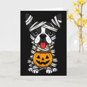 Halloween Dog Boston Terrier Mummy Costume Men Wom Kaart (Gele Bloem)
