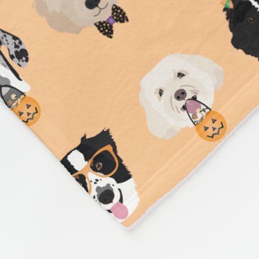 Halloween Dog Faces Pattern Fleece Deken (Hoek)