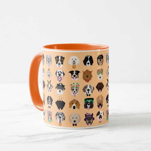 Halloween Dog Faces Pattern Mok (Voorkant links)