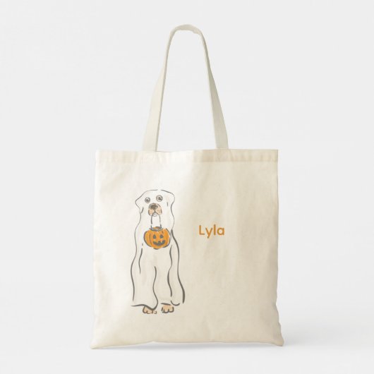 Halloween Dog Ghost Trick or treat Custom Tote Bag (Achterkant)