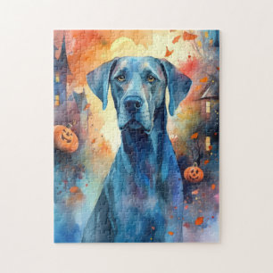 Halloween Dog met Pompoenen Griezelen Legpuzzel