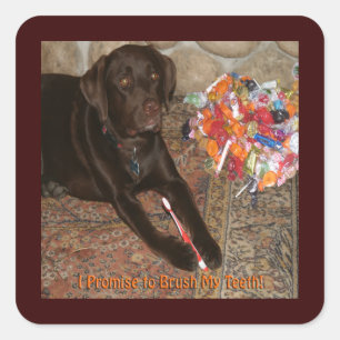 Halloween Dog met zoete tand Vierkante Sticker