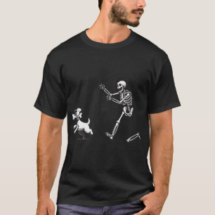 Halloween Dog Skeleton Chasing Dog T-shirt