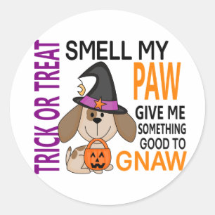 Halloween Dog Smell My Paw 2 Ronde Sticker
