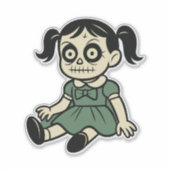 Halloween Doll Girl Sticker – Cute Spooky Design (Voorkant)