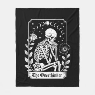 Halloween Donkere Gotische Skelet Overdenker Fleece Deken