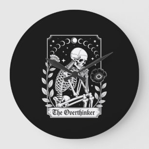 Halloween Donkere Gotische Skelet Overdenker Grote Klok