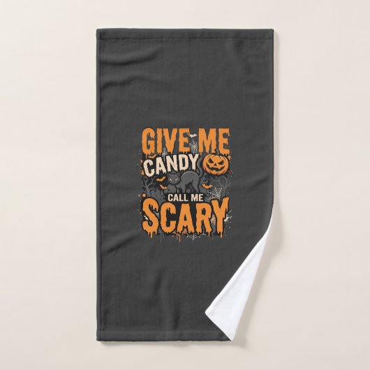 Halloween Donnez-moi des bonbons Chat effrayant (Serviette à main)