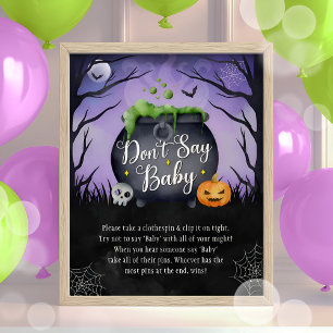 Halloween "Don't Say Baby" Baby shower Game Sign Poster