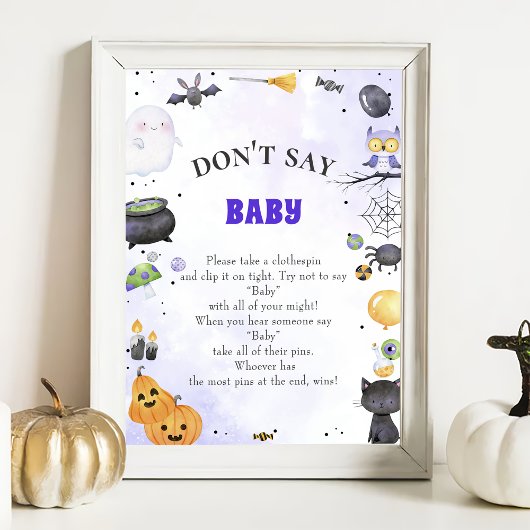 Halloween "Don't Say Baby" Baby shower Poster du j
