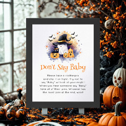 Halloween 'Don't Say Baby' Baby shower Spel Poster