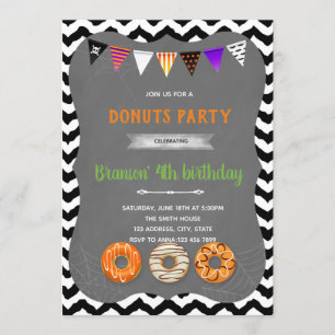 Halloween donut party Invitation Kaart