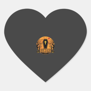 Halloween doodkist Wees voorzichtig Pompoen Horror Hart Sticker