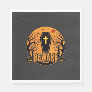 Halloween doodkist Wees voorzichtig Pompoen Horror Servet