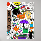 Halloween Doodle Collage 12"x16" Poster (Devant)