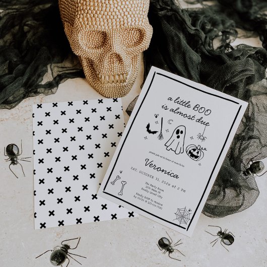 Halloween Doodle Genderneutraal Baby shower Kaart