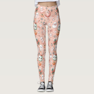 Halloween Doodle Patroon met geesten en pompoenen Leggings
