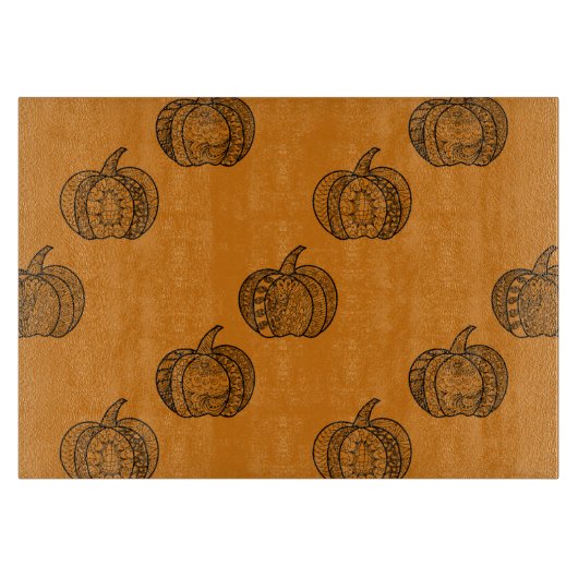 Halloween doodles boho mandala pompoenen Herfst Snijplank (Voorkant)