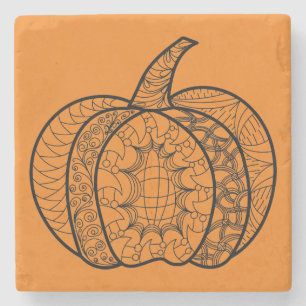 Halloween doodles boho mandala pompoenen Herfst Stenen Onderzetter