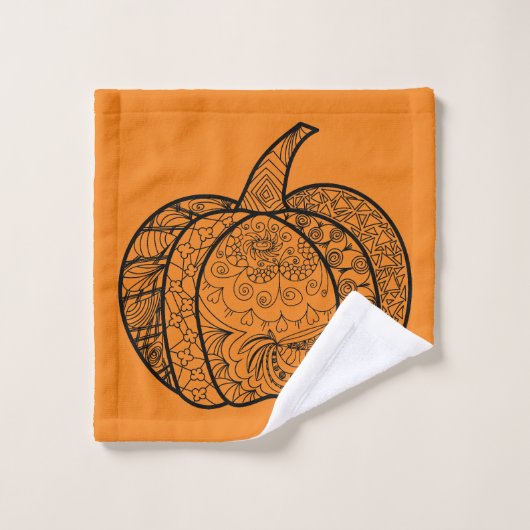Halloween doodles boho mandala pompoenen Herfst Washandje (Wasdoekje)