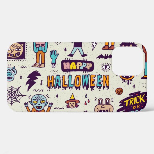 Halloween doodles, maffe cartoon naadloze set. Case-Mate iPhone case (Achterkant (horizontaal))