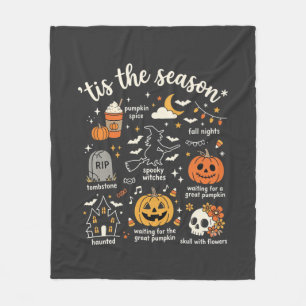 Halloween Doodles Tis het Seizoen Heks Design Fleece Deken