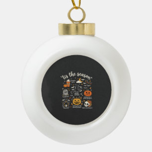 Halloween Doodles Tis het Seizoen Heks Design Keramische Bal Ornament