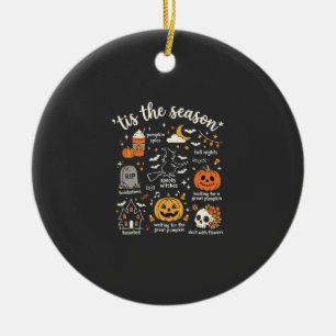 Halloween Doodles Tis het Seizoen Heksontwerp Keramisch Ornament