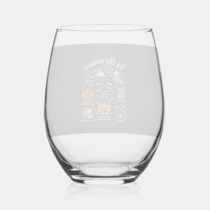Halloween Doodles Tis het Seizoen Heksontwerp Wijnglas Zonder Voet
