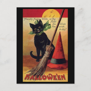  Halloween door Ellen Clapsaddle, Black Cat Briefkaart