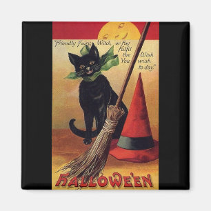 Halloween door Ellen Clapsaddle, Black Cat Magneet