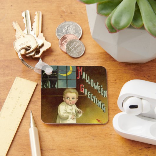  Halloween door Ellen Clapsaddle, Ghost Story Sleutelhanger (Bureau)