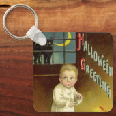  Halloween door Ellen Clapsaddle, Ghost Story Sleutelhanger (Voorkant)