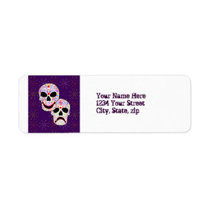 Halloween DOTD Comedy-Tragische Skulls-adreslabel Etiket
