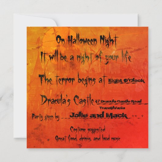 Halloween Dracula's Castle Cloak Kandelaar Glow Kaart (Achterkant)