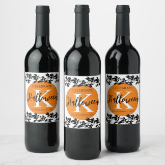 HALLOWEEN DRAGONFLY VINE MONOGRAM WINE ETIKETTEN