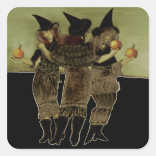 Halloween drie heksen vierkante sticker