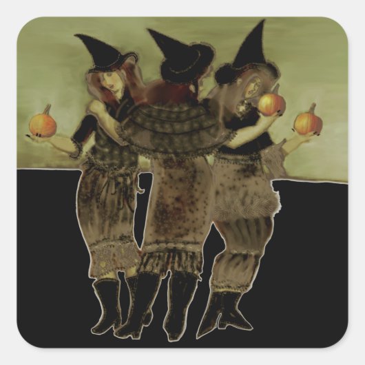 Halloween drie heksen vierkante sticker (Voorkant)