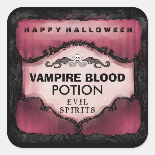 Halloween Drink Label - Rood & Zwart Groot Vierkan (Voorkant)