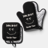 Halloween Drink of Eet Oven Mitt & Pot Holder set (Voorkant / Achterkant)