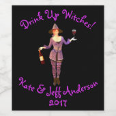 Halloween Drink Up Witches Naam Datum Wijnlabel Wijn Etiket (Enkel label)
