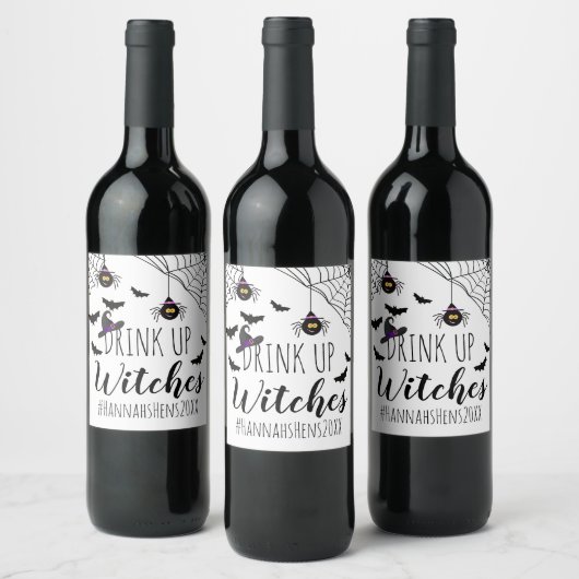 Halloween drinken maar heksen vrijgezellenfeestje wijn etiket (Flessen)