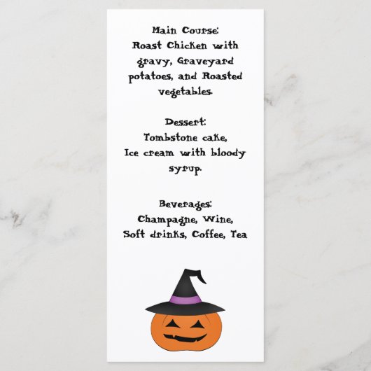 Halloween drôle dîner soirée menu simple (Dos)