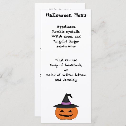 Halloween drôle dîner soirée menu simple (Devant / Derrière)