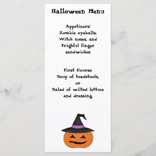 Halloween drôle dîner soirée menu simple (Devant)
