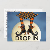 Halloween (drop in) Briefkaart Uitnodiging (Voorkant / Achterkant)
